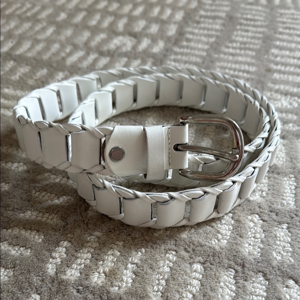 Vintage White Braided Belt